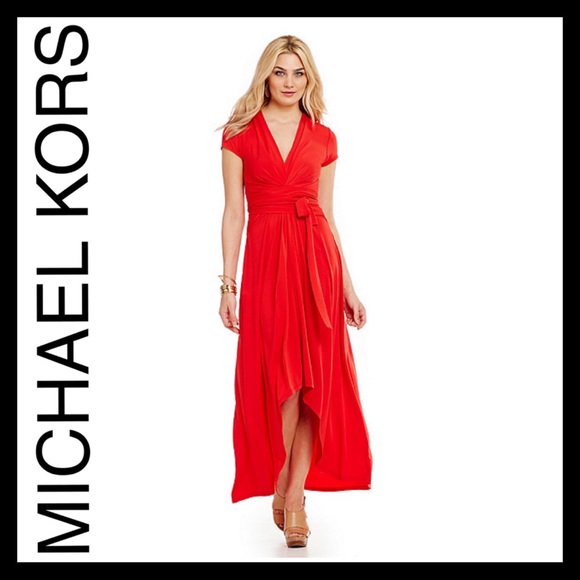 michael michael kors high low faux wrap dress
